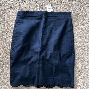 J Crew navy scalloped hem skirt